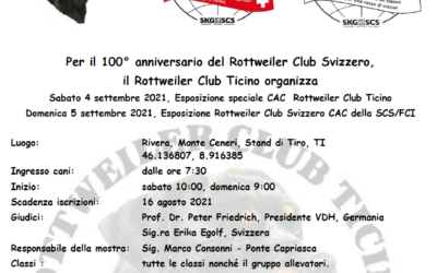 Rottweiler Club Svizzero – 100° anniversario (Sabato 4 e Domenica 5 settembre 2021)