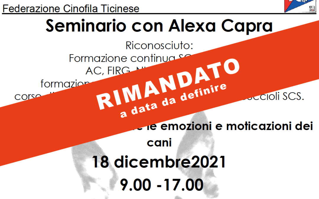 RIMANDATO a data da definire – Seminario con Alexa Capra